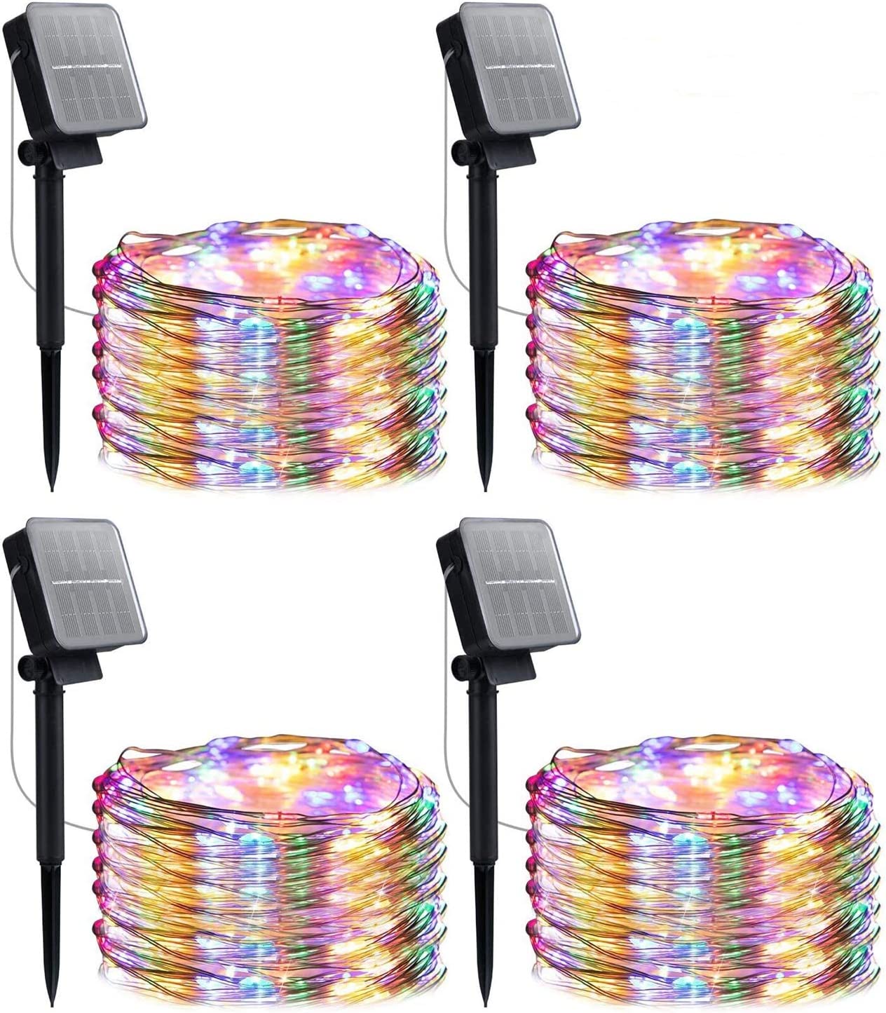 Outdoor Solar String Lights, 4 Pack 33 Feet 100 Led Solar Powered Fairy Lights 